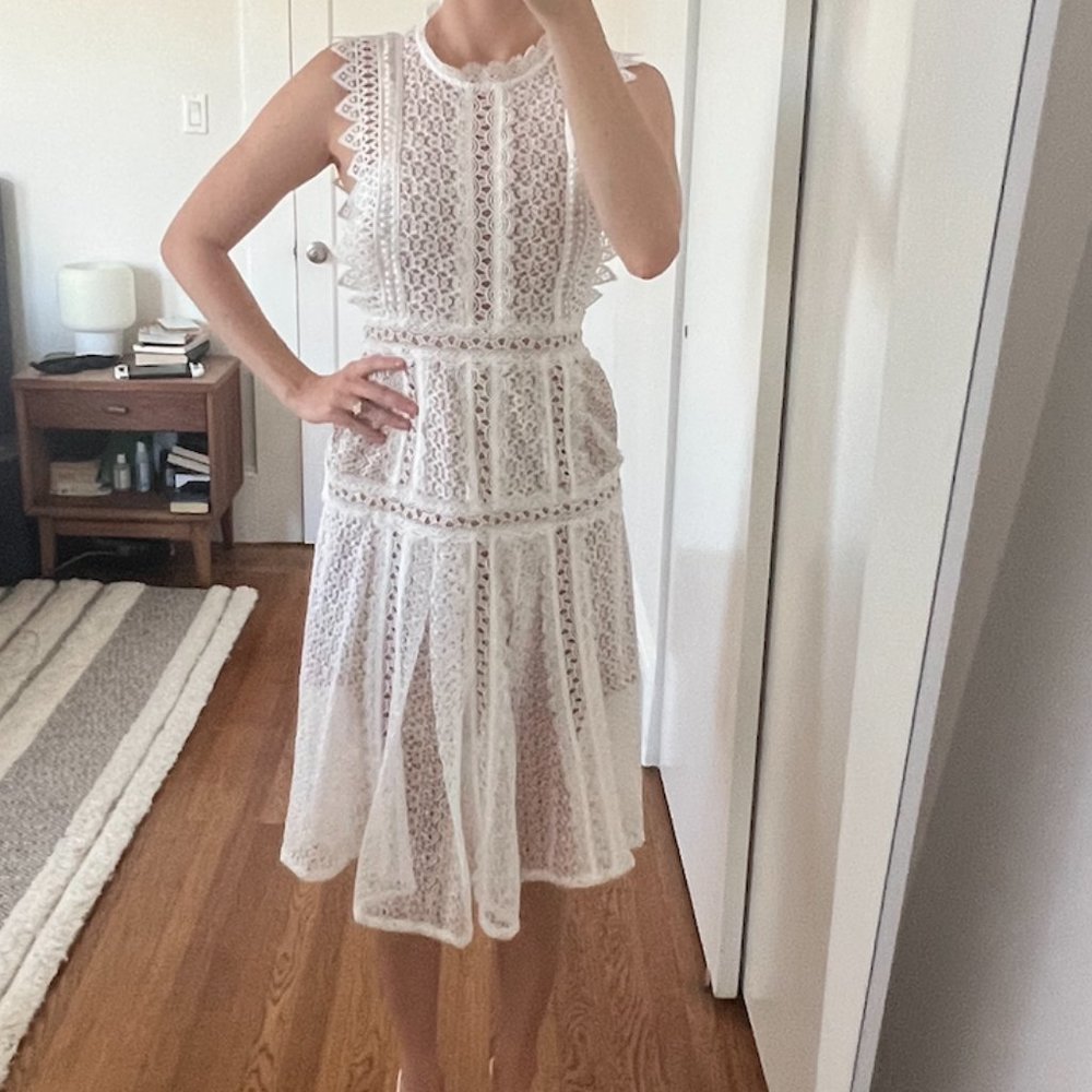 White Lace Self-Portrait Midi Dress